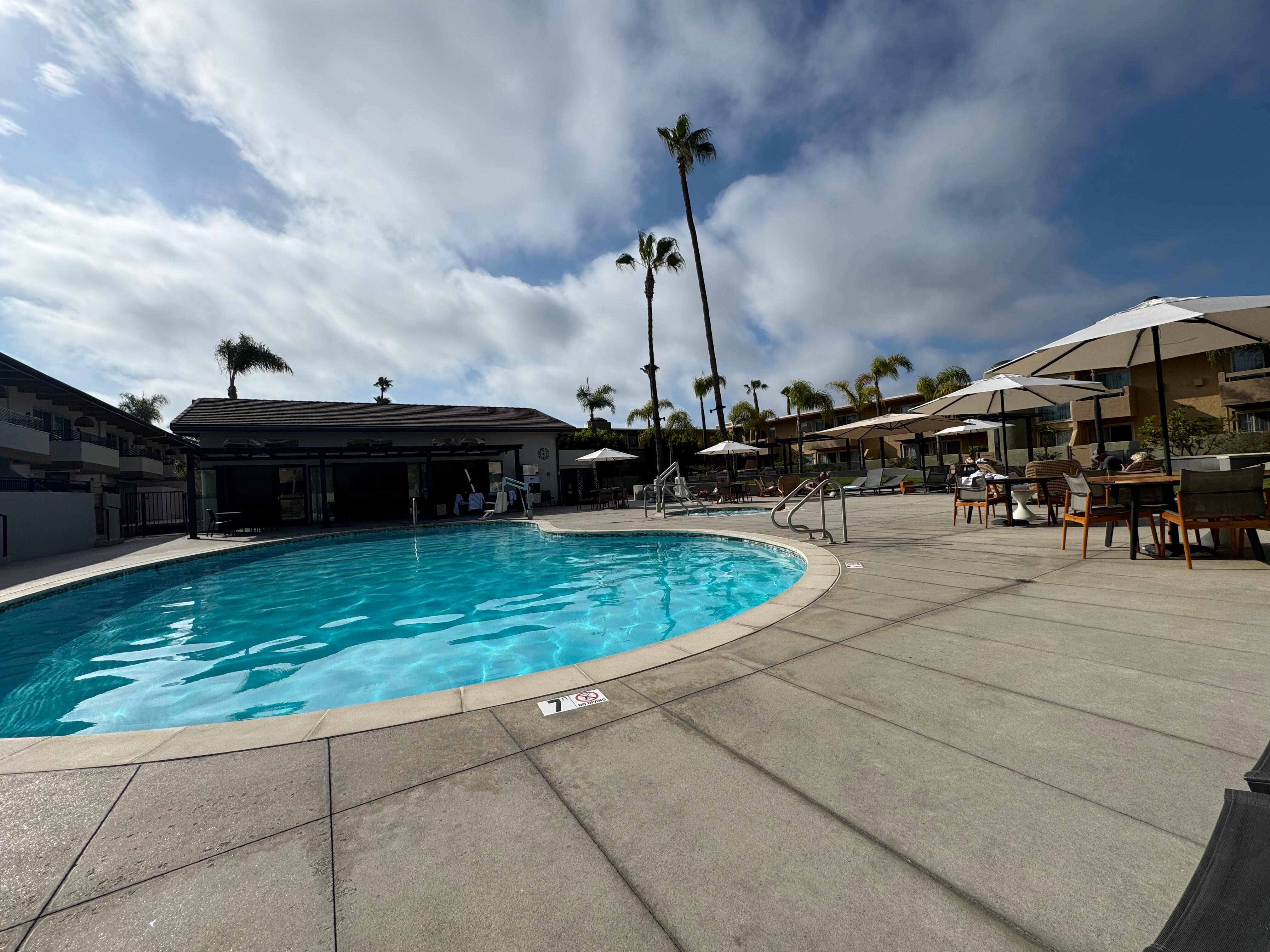 Checked in at four and hit the pool by five