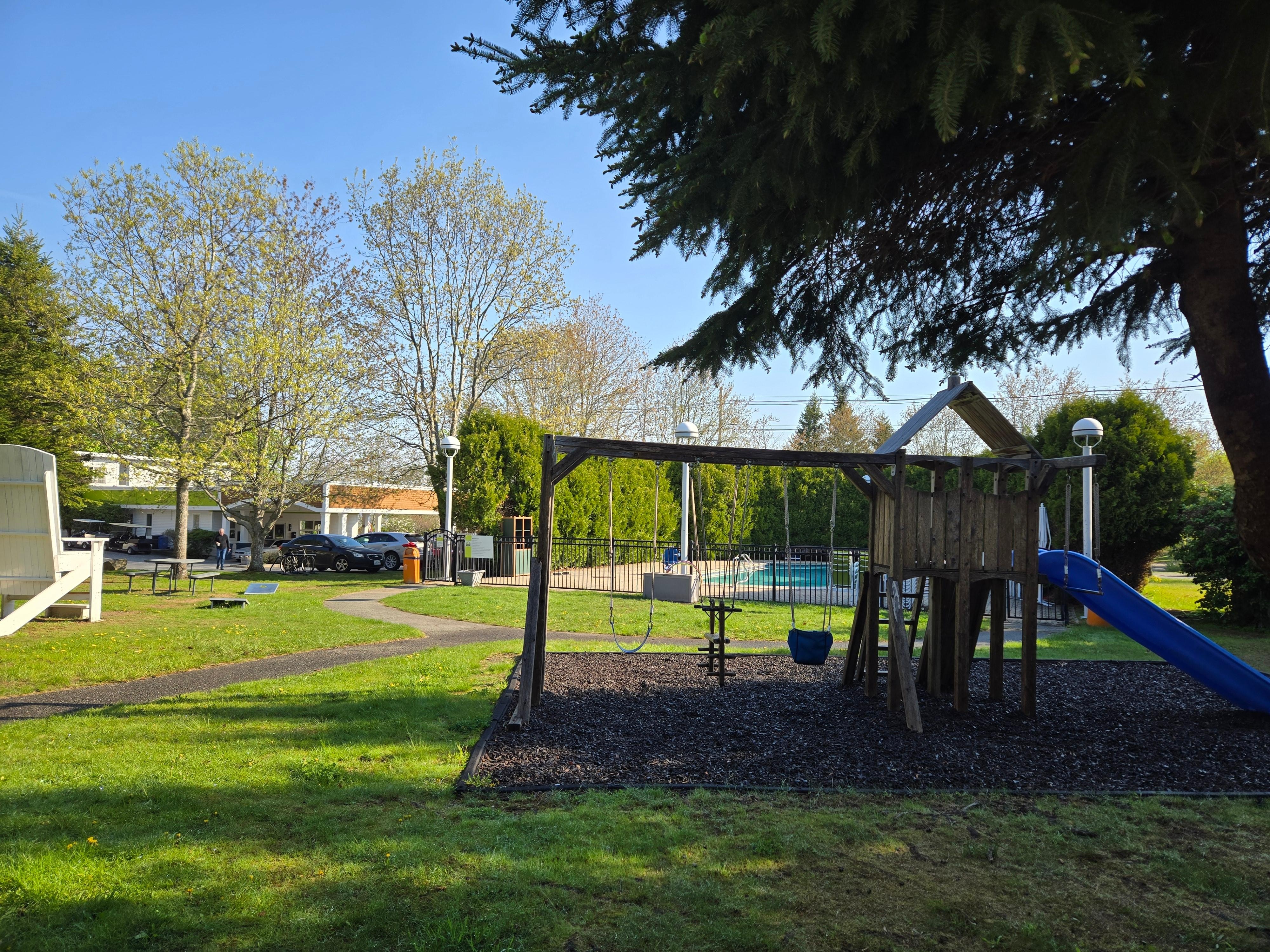 The pool and play area