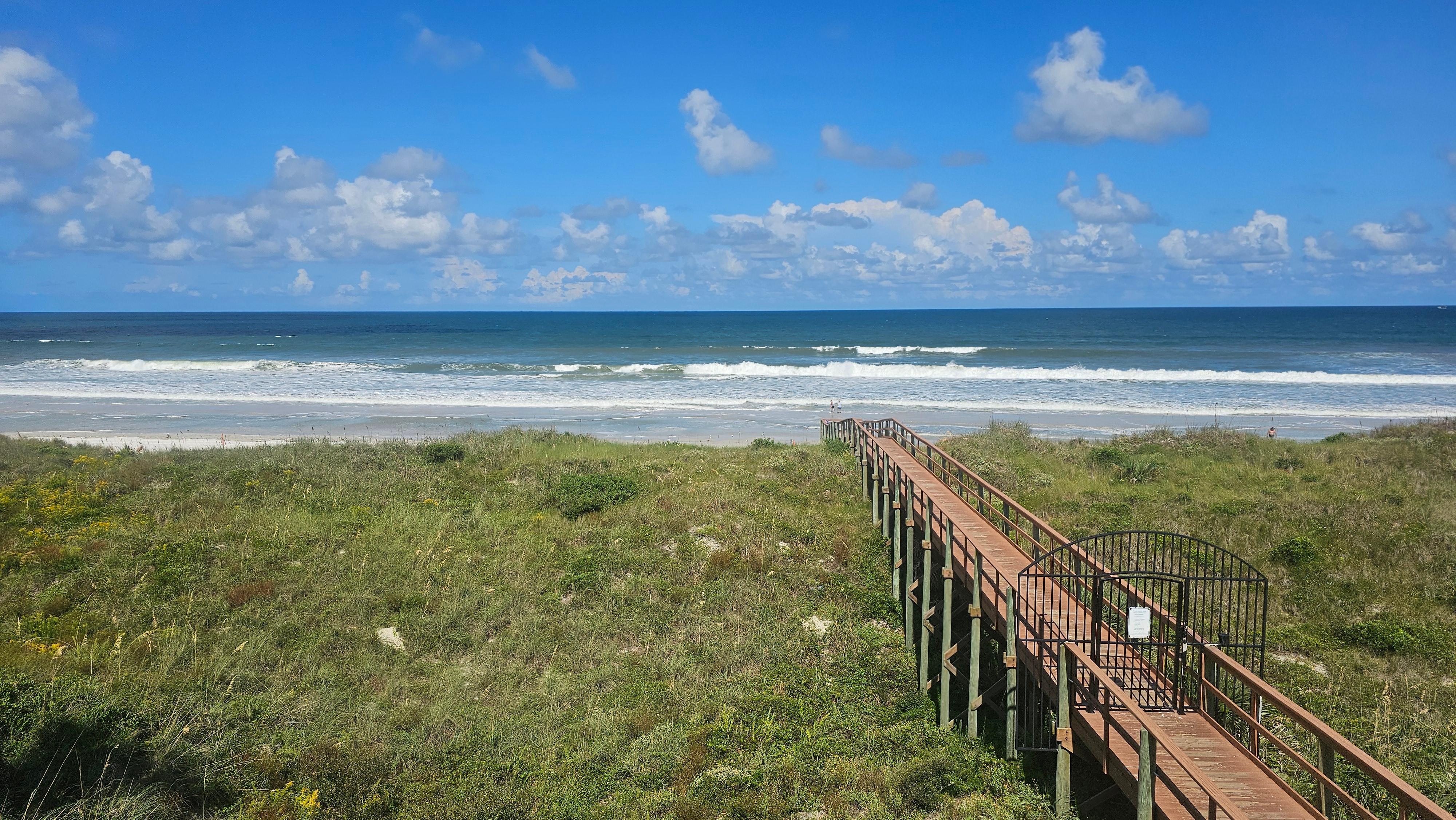 Balcony view of the beach. 