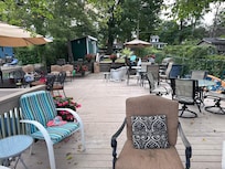 View of the dock area - storage shed with fridge (back left corner).