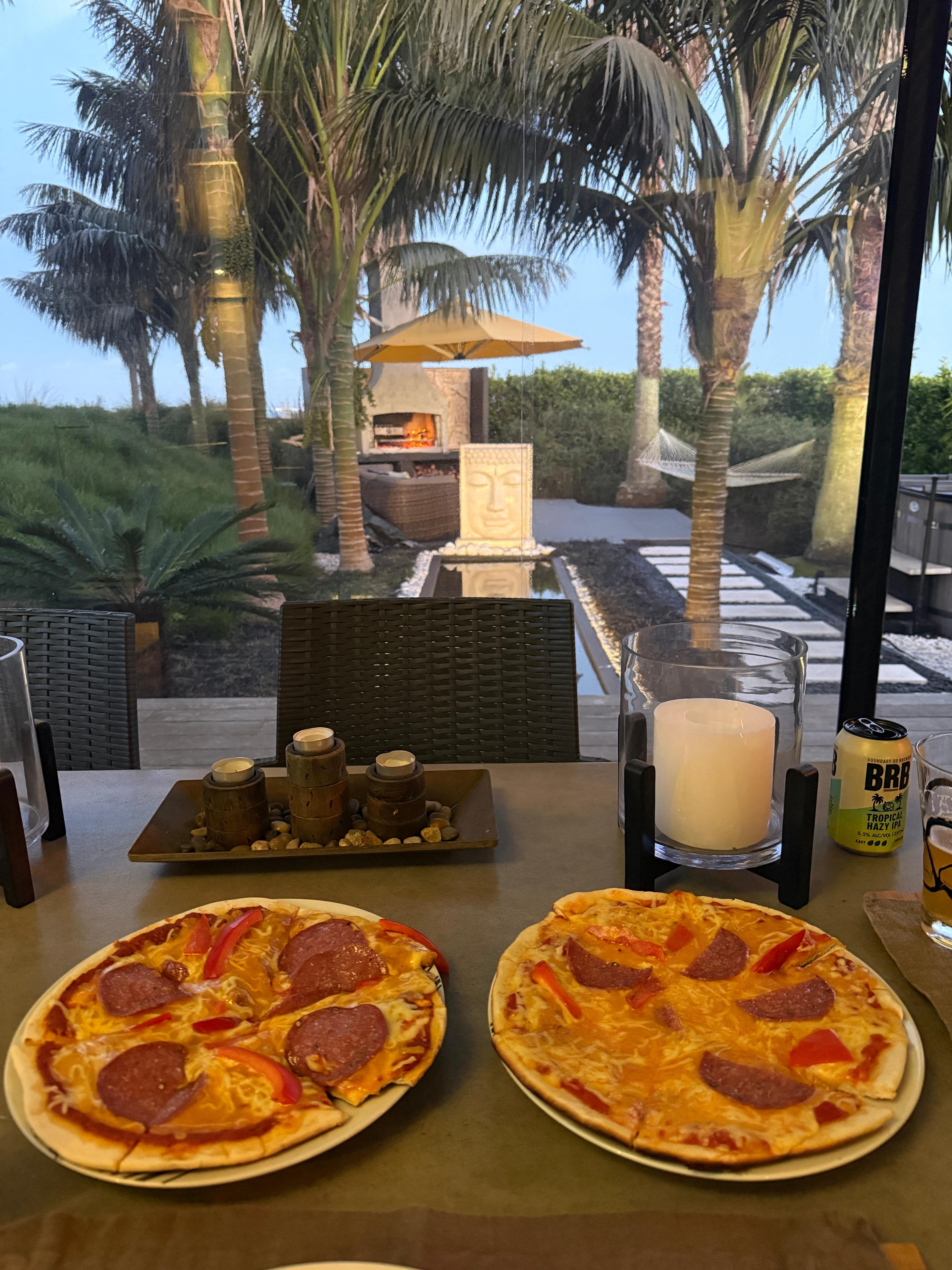 We made homemade pizzas using the outdoor oven! So fun! 
