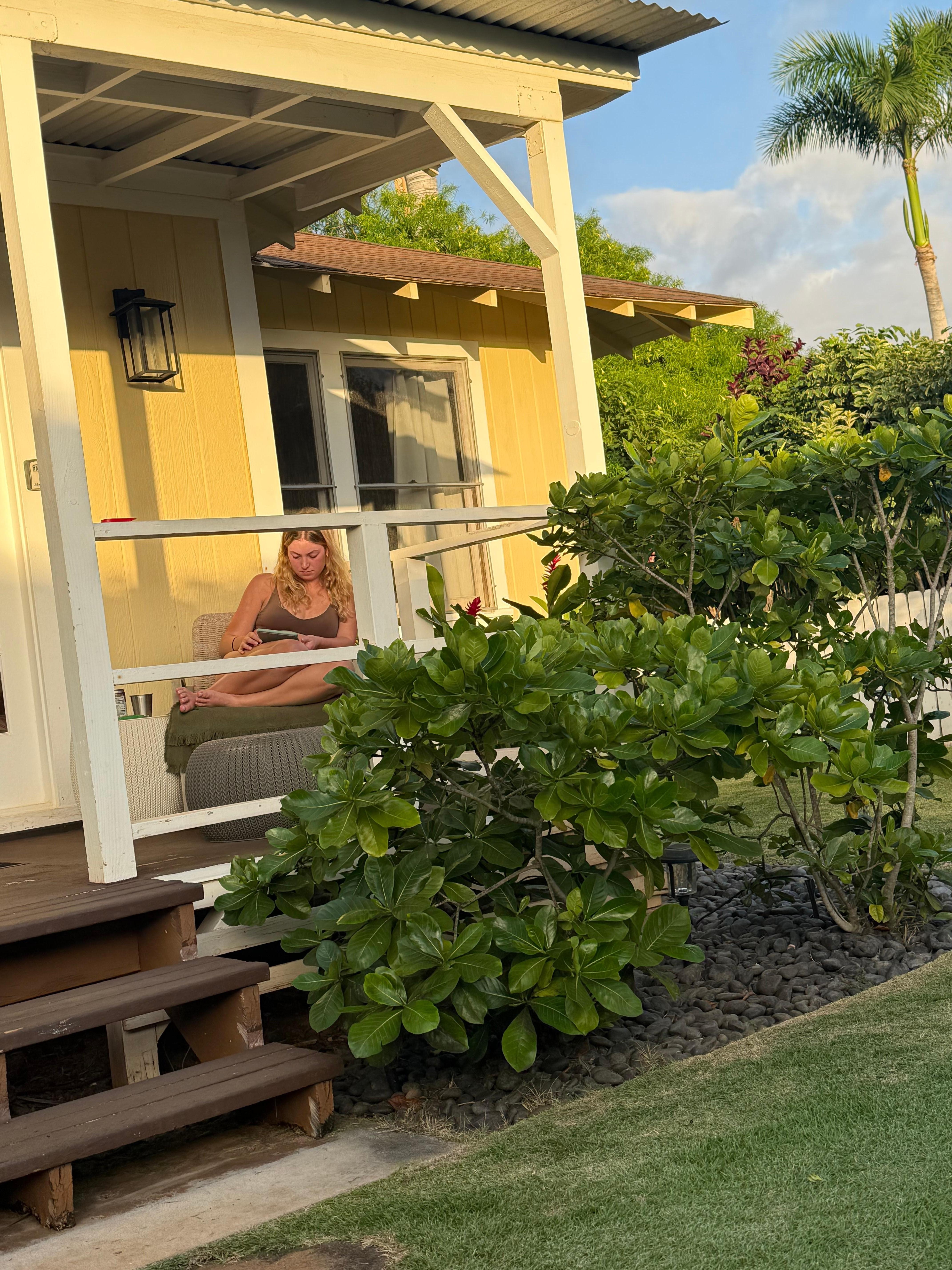 Reading on the lanai