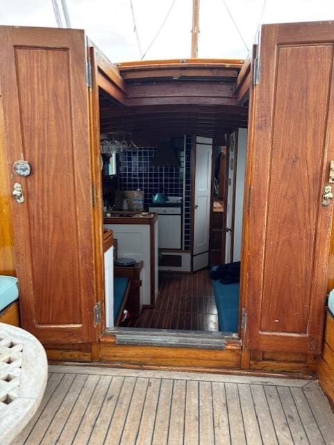 looking in to the cabin towards the front of the boad