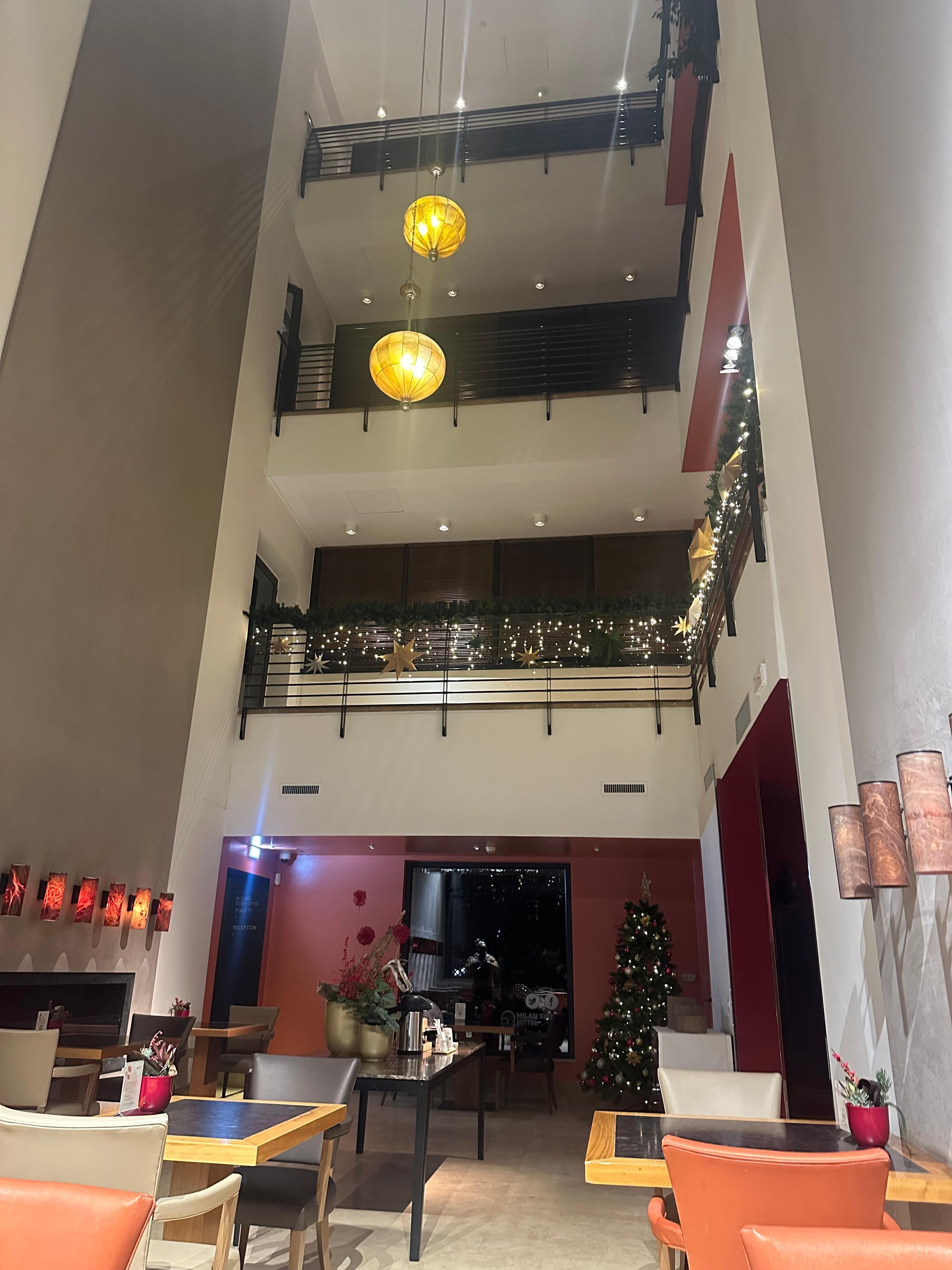 Dining area with views of the hotel floors!