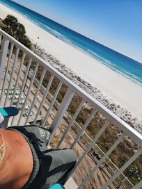 Balcony had a beautiful view and the sun hit it perfectly. View was amazing. We saw dolphins 3 of the days out of our 8 day stay.