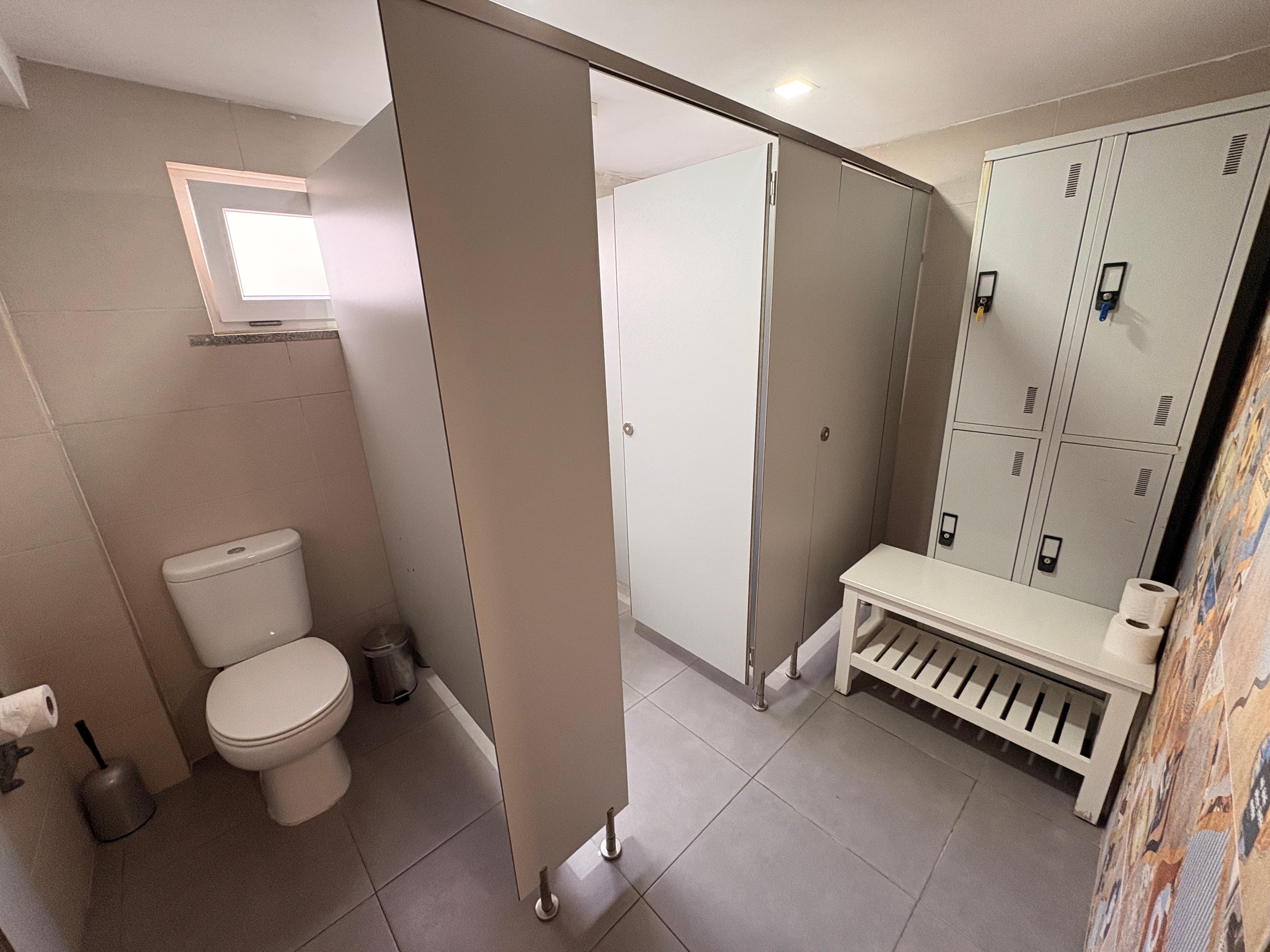 We had three toilet stalls in our room. 
