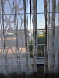 The sheer curtains in the room