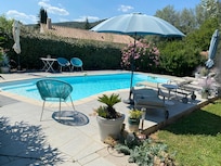 Pool with ample loungers etc