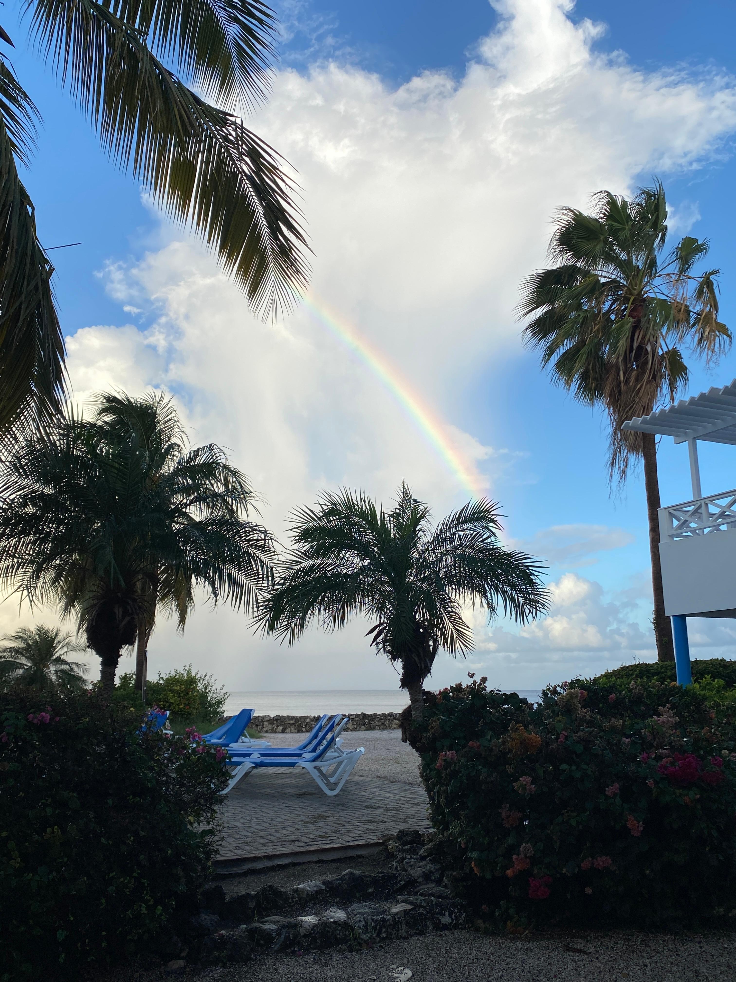 Rainbow from the patio on our last morning at 2B