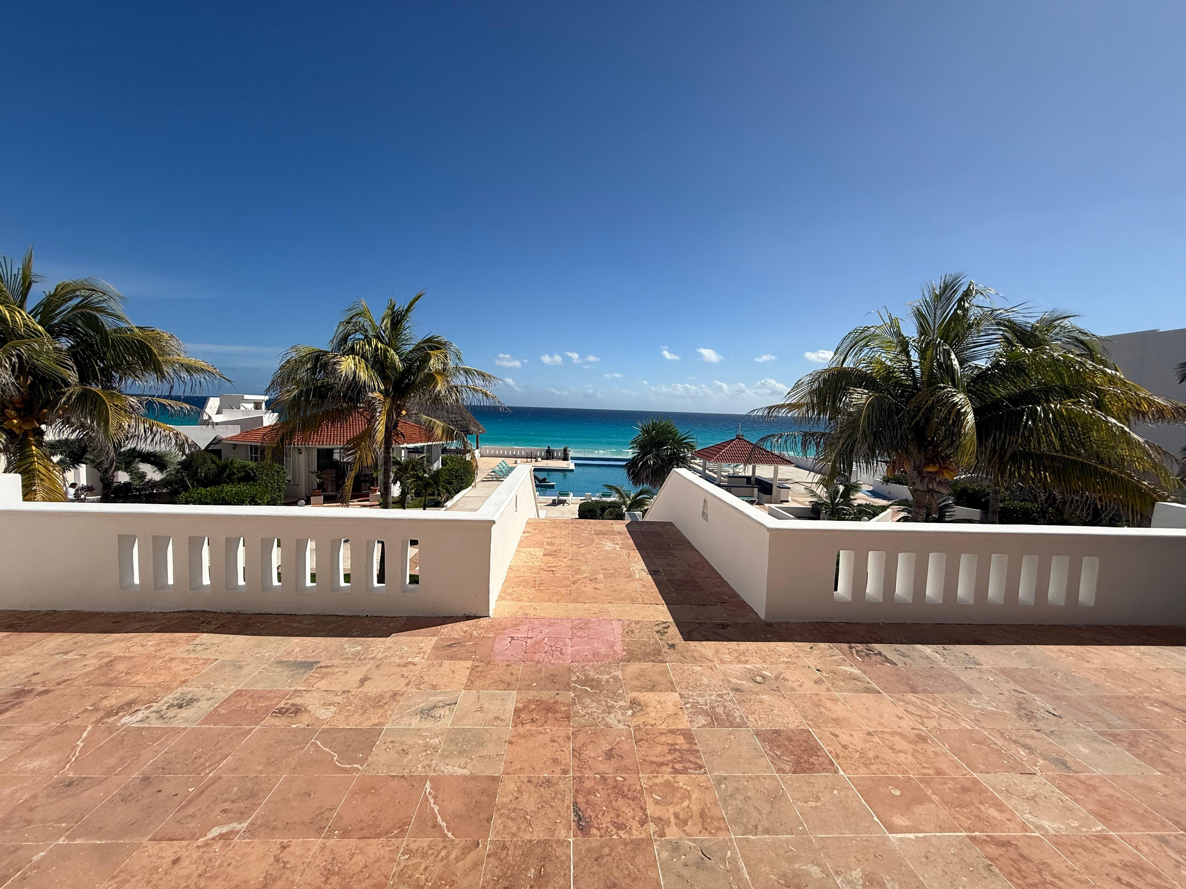 Stairway down to restaurant.