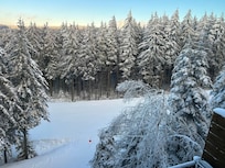 View from master bedroom and main porch