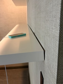 Shelf falling off the wall.