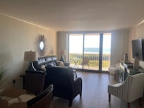 Living room slider out to the balcony.