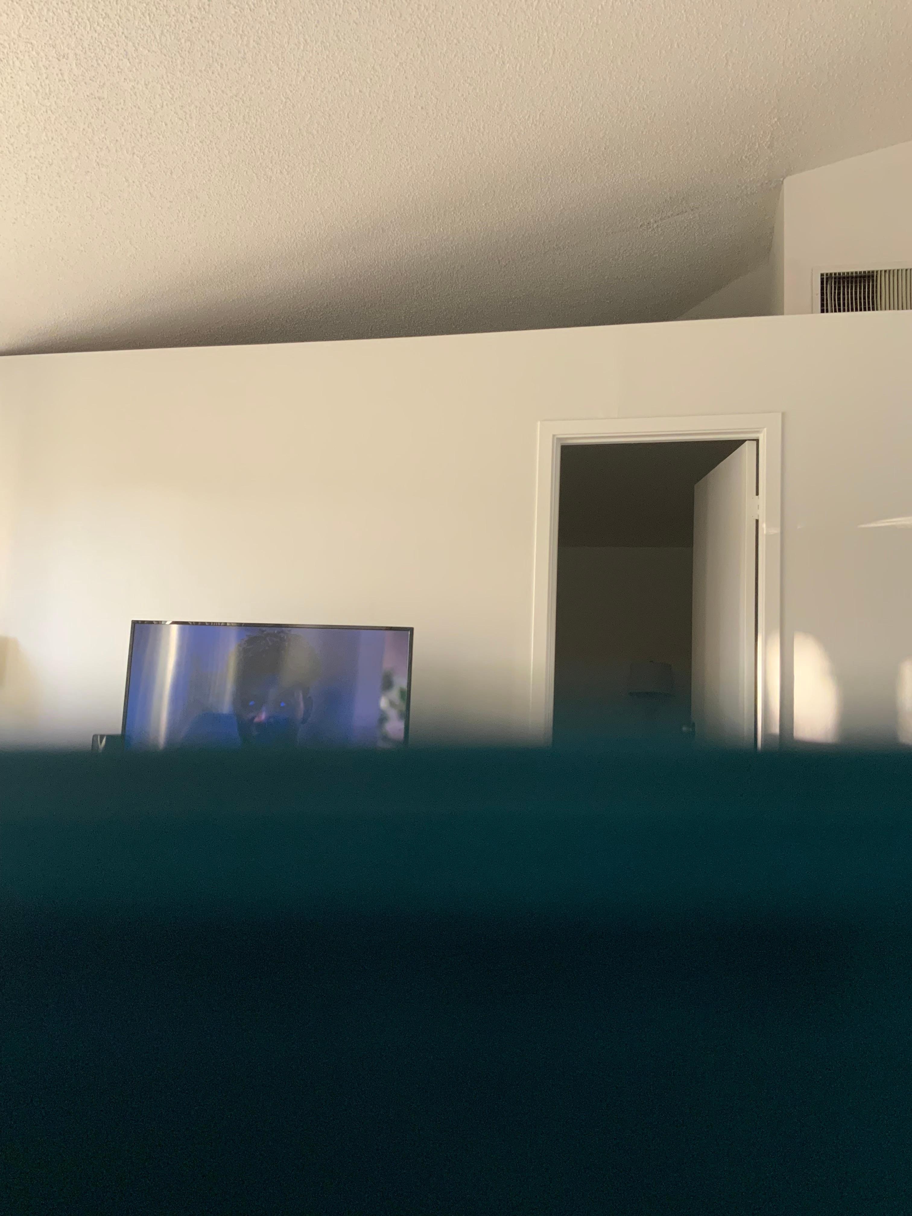 Top of master bedroom open to living room. Not ideal at all.