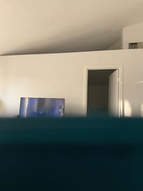 Top of master bedroom open to living room. Not ideal at all.