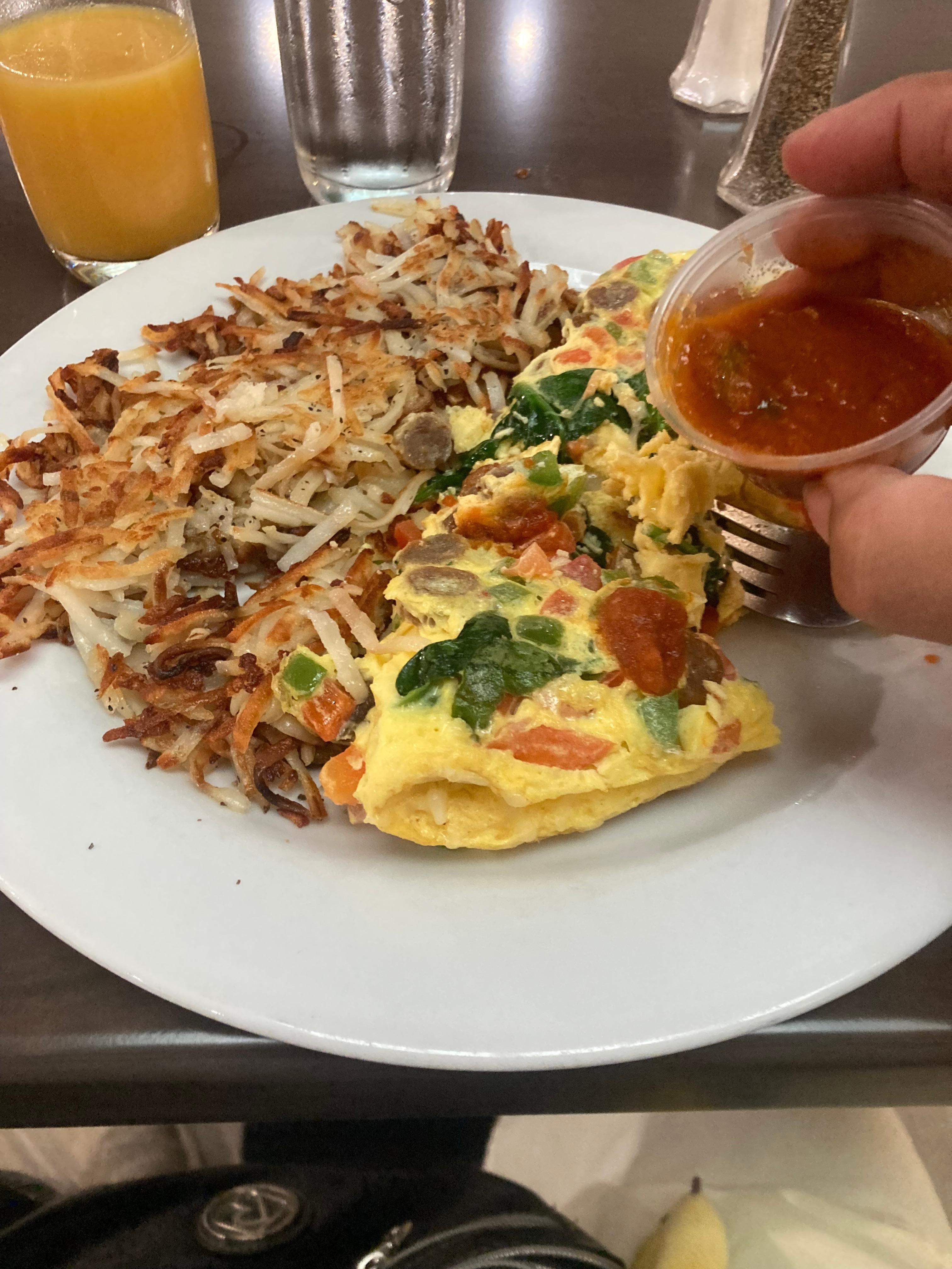 Delicious Denver style omelette. It’s a very large serving, for a fee