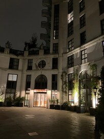 Front of hotel at night