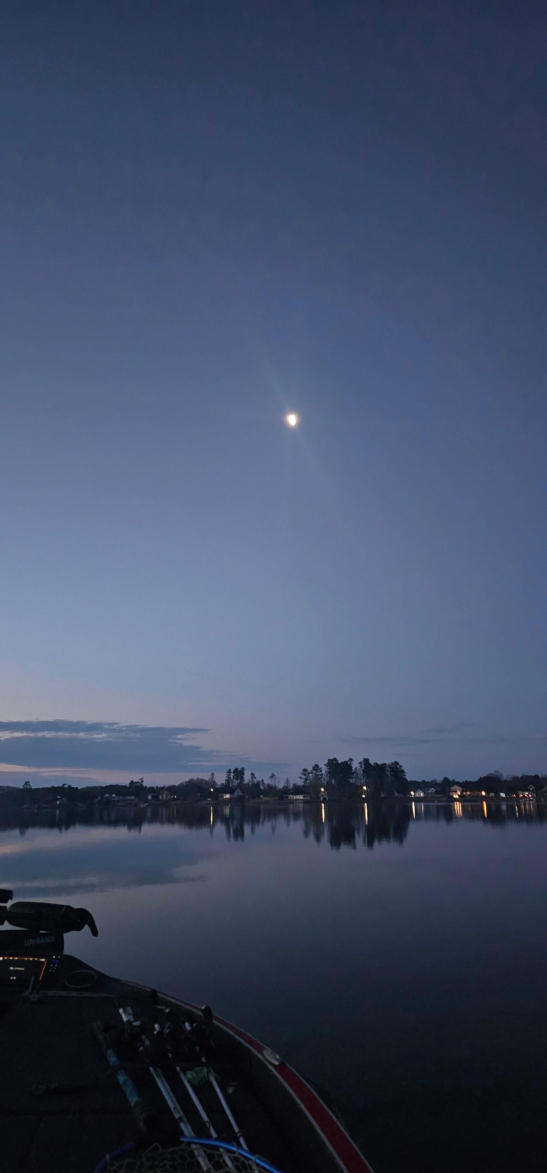 Morning moon over the lake. 