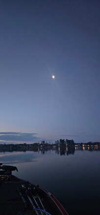 Morning moon over the lake.
