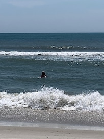 Lots of waves.  Water not that cold.