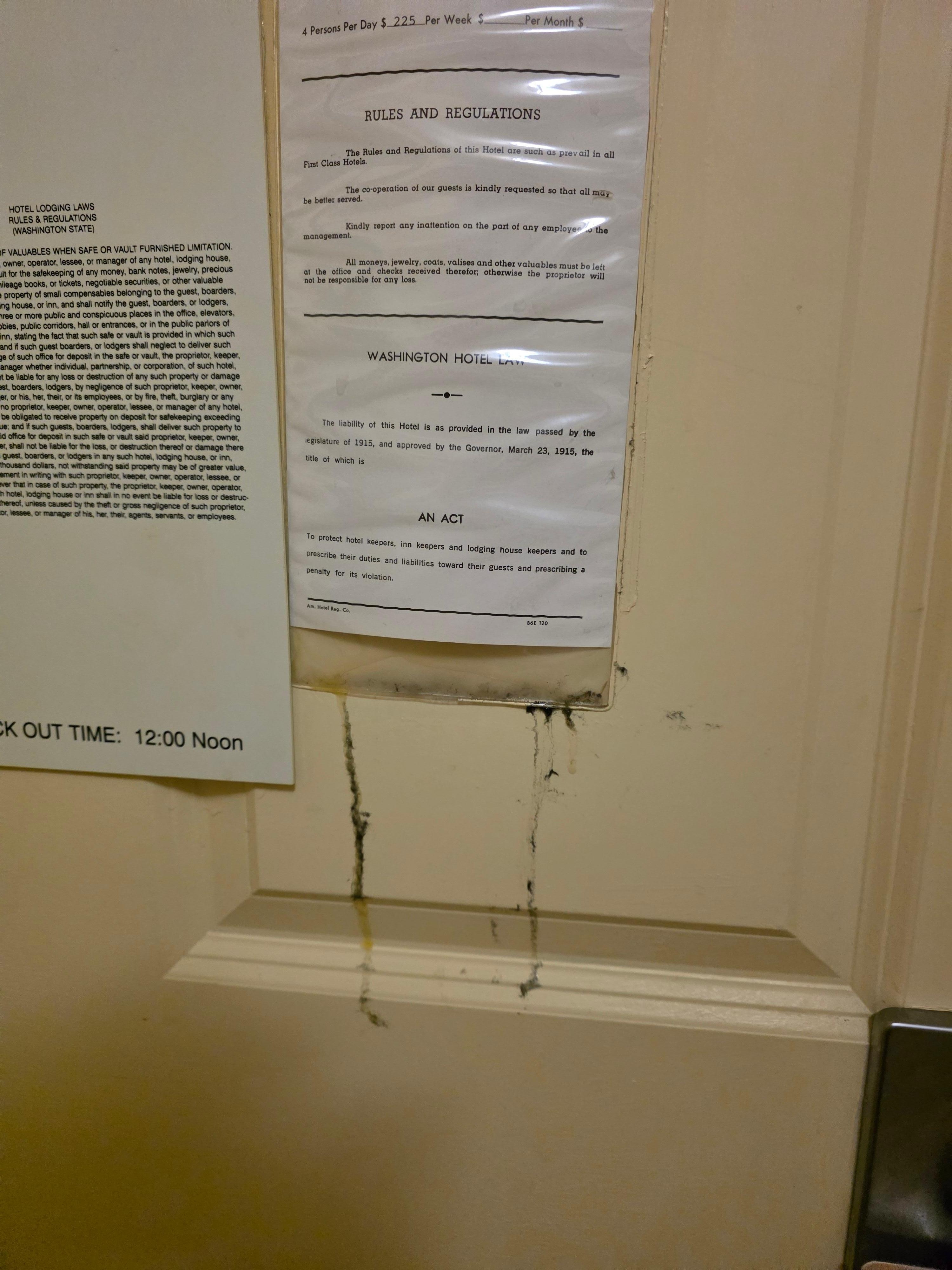 Something nasty running down door.