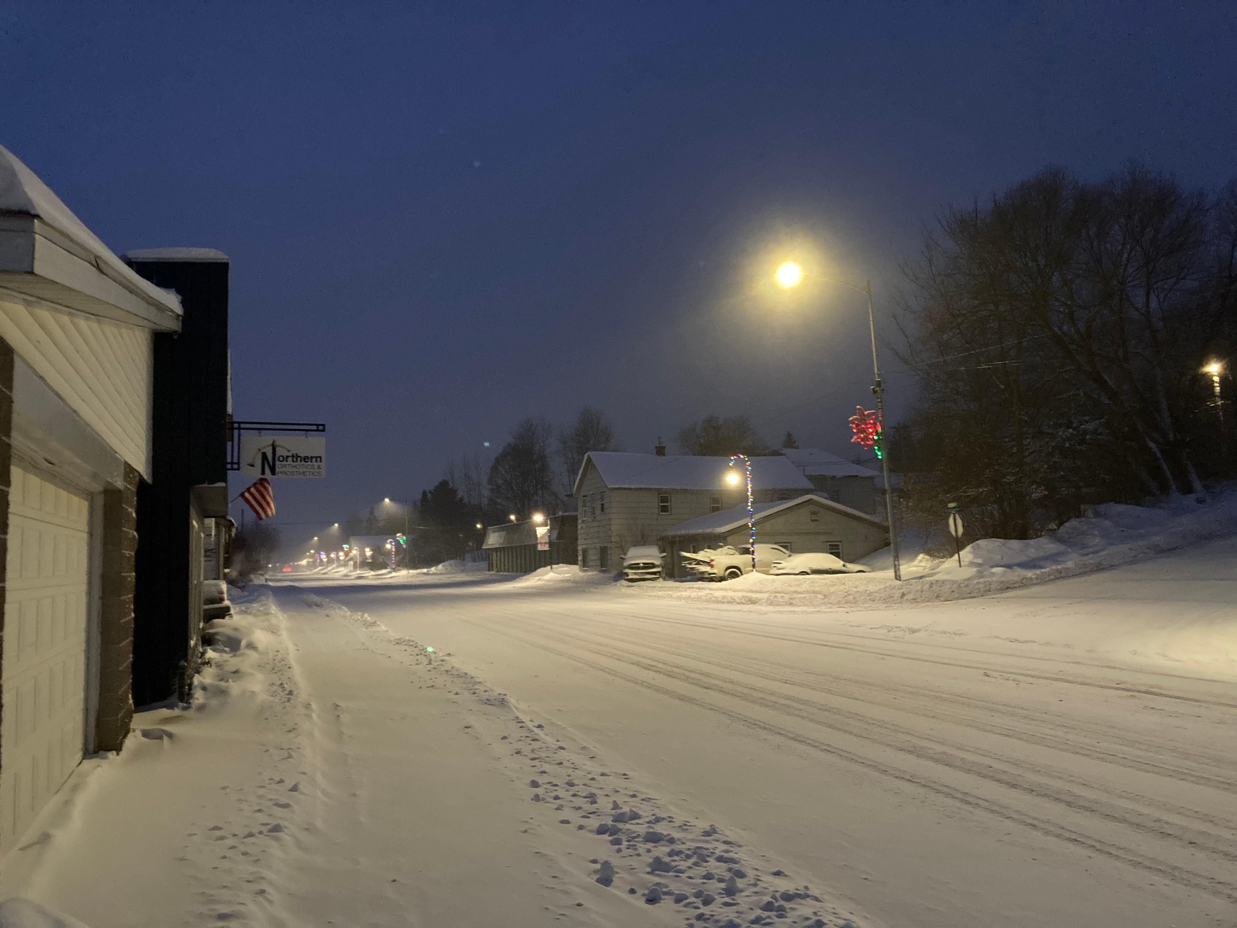 View down the street from out front of the residence.  