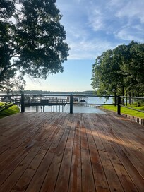 From top of deck looking down the cove to the lake.