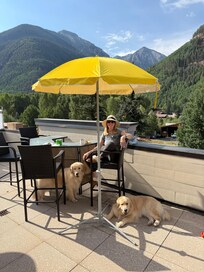 Umbrella came in handy. We brought it from home.