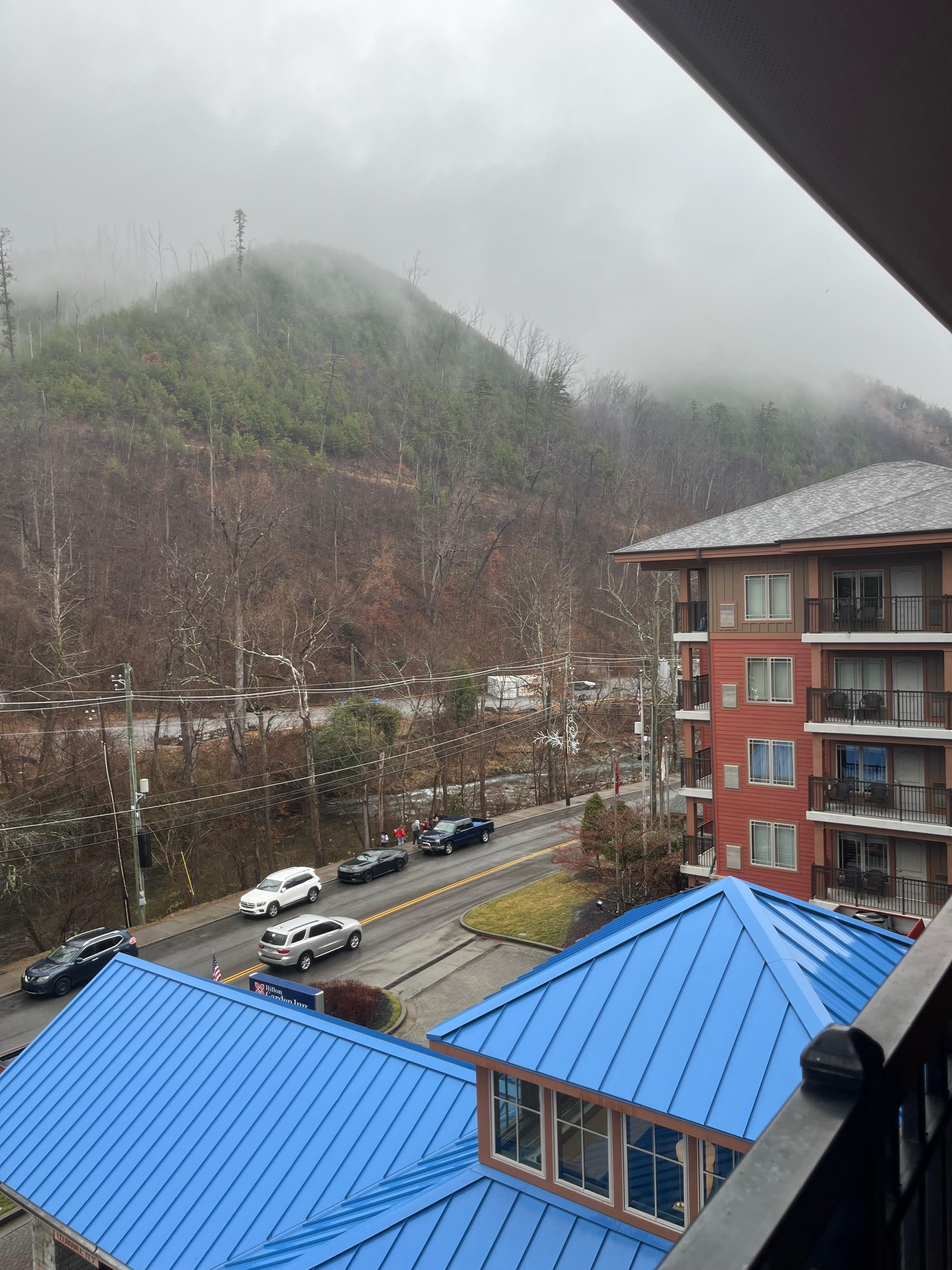 Smoky mountains in the am from our balcony...