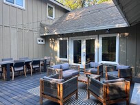 Outdoor area with fireplace
