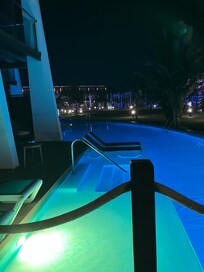 Swim up pool at night