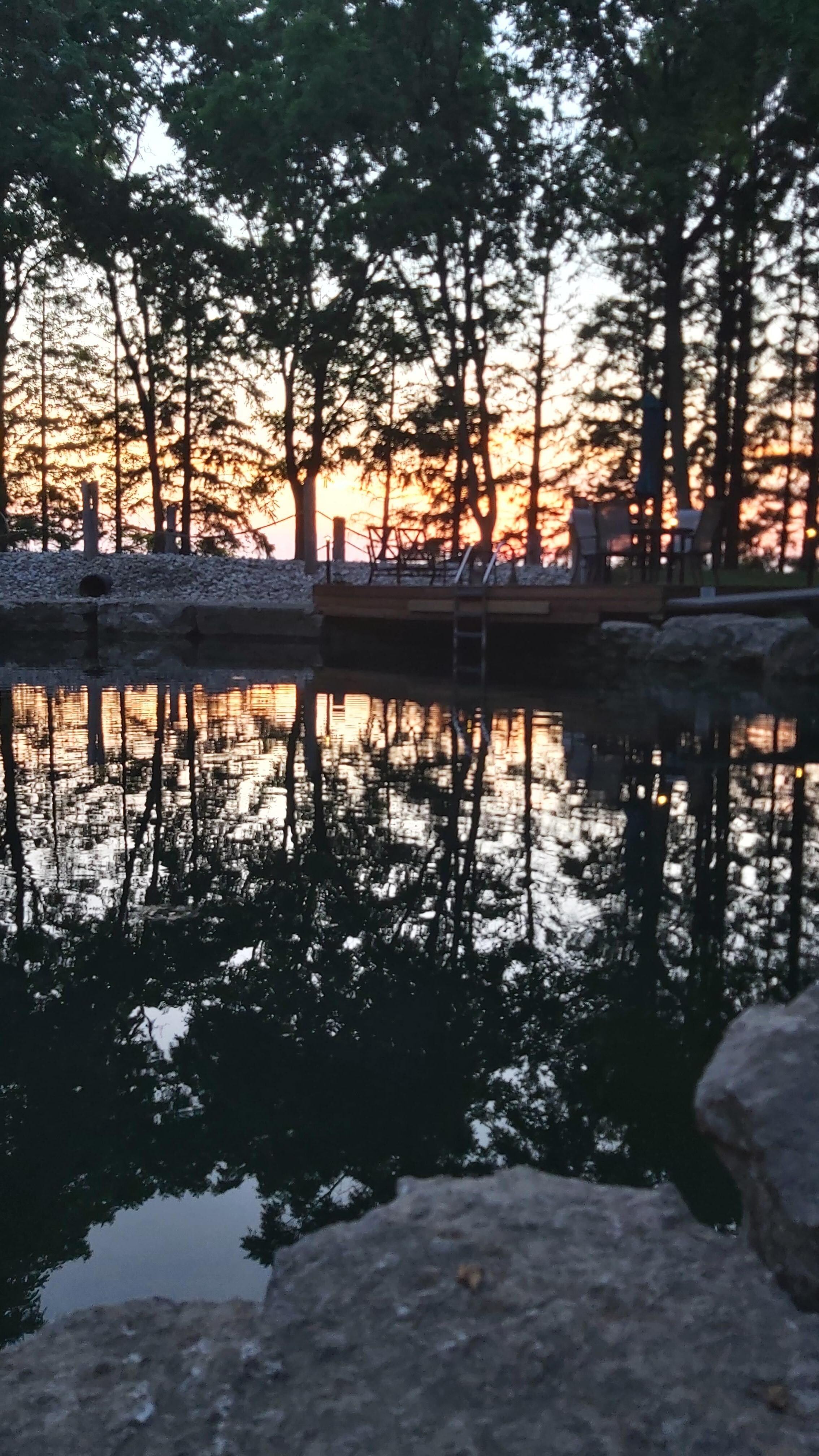 Sunset reflection on the pond.