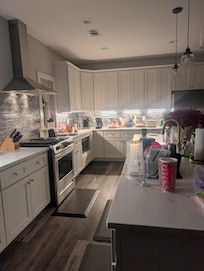 Kitchen is well stocked and easy to move around.