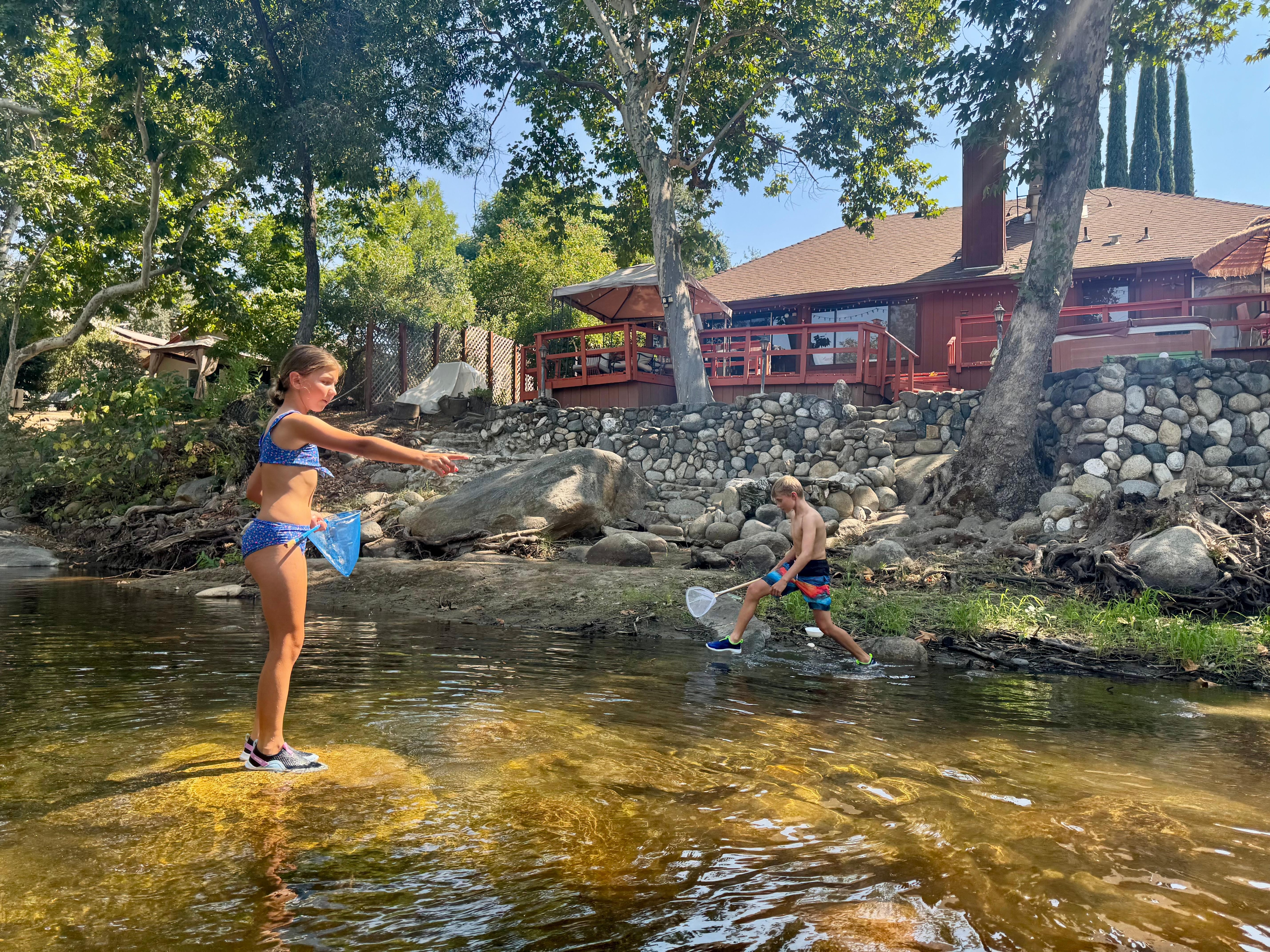 River at end of summer is low enough to safely play in