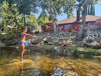 River at end of summer is low enough to safely play in
