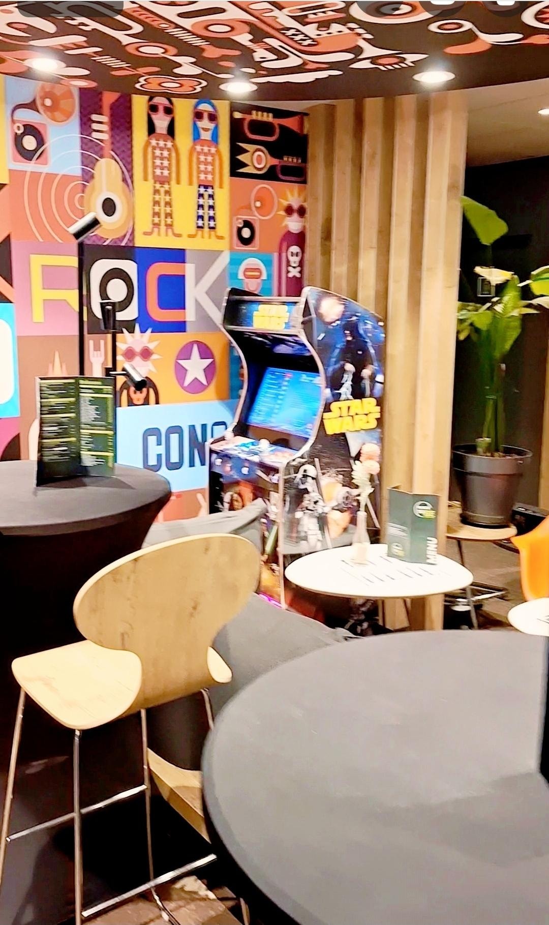 A living room in the same area with the reception.