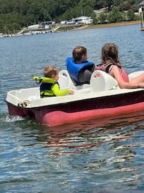Kids in the peddle propelled boat!