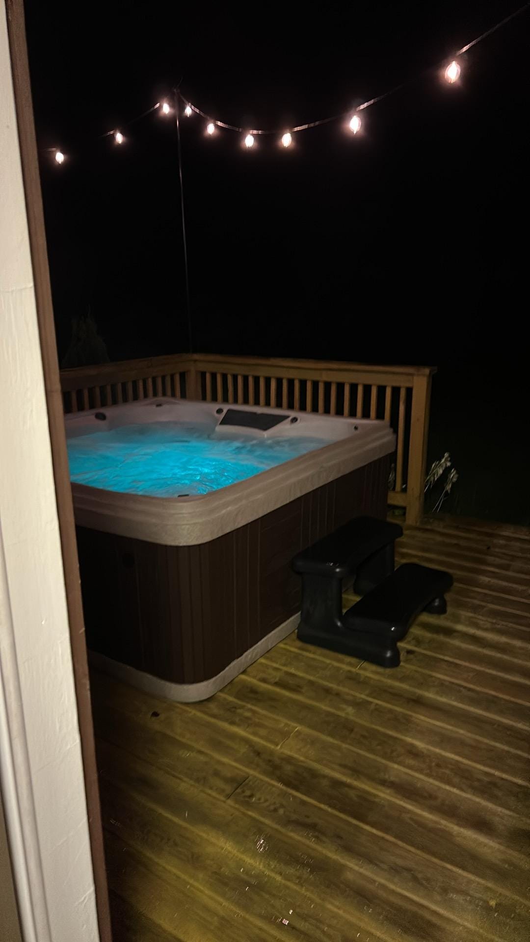 Outside lighting was perfect for the hot tub