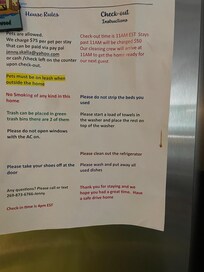 House Rules posted on fridge