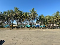 The beach looking at our room.