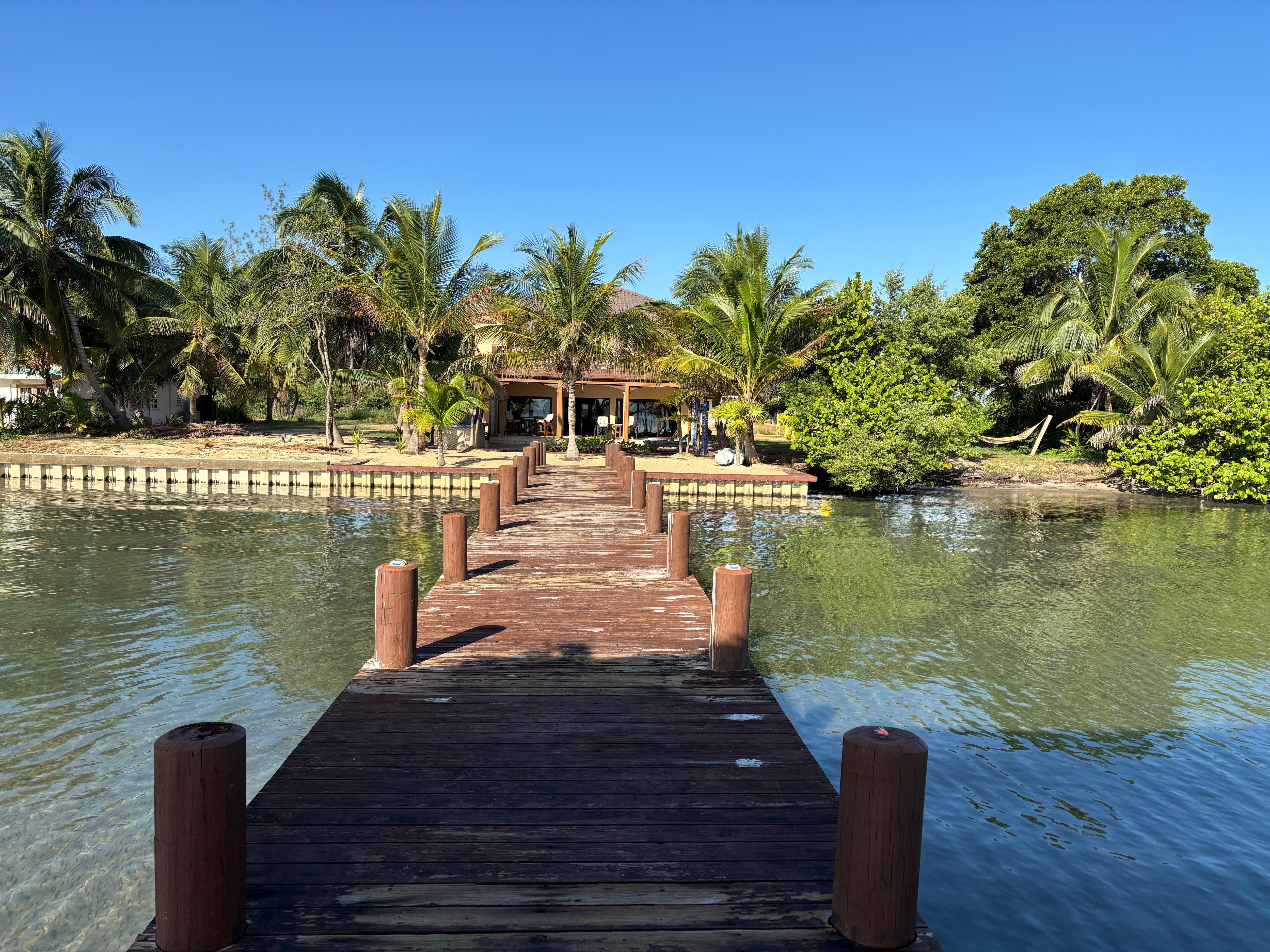 Villa from the end of the dock. 