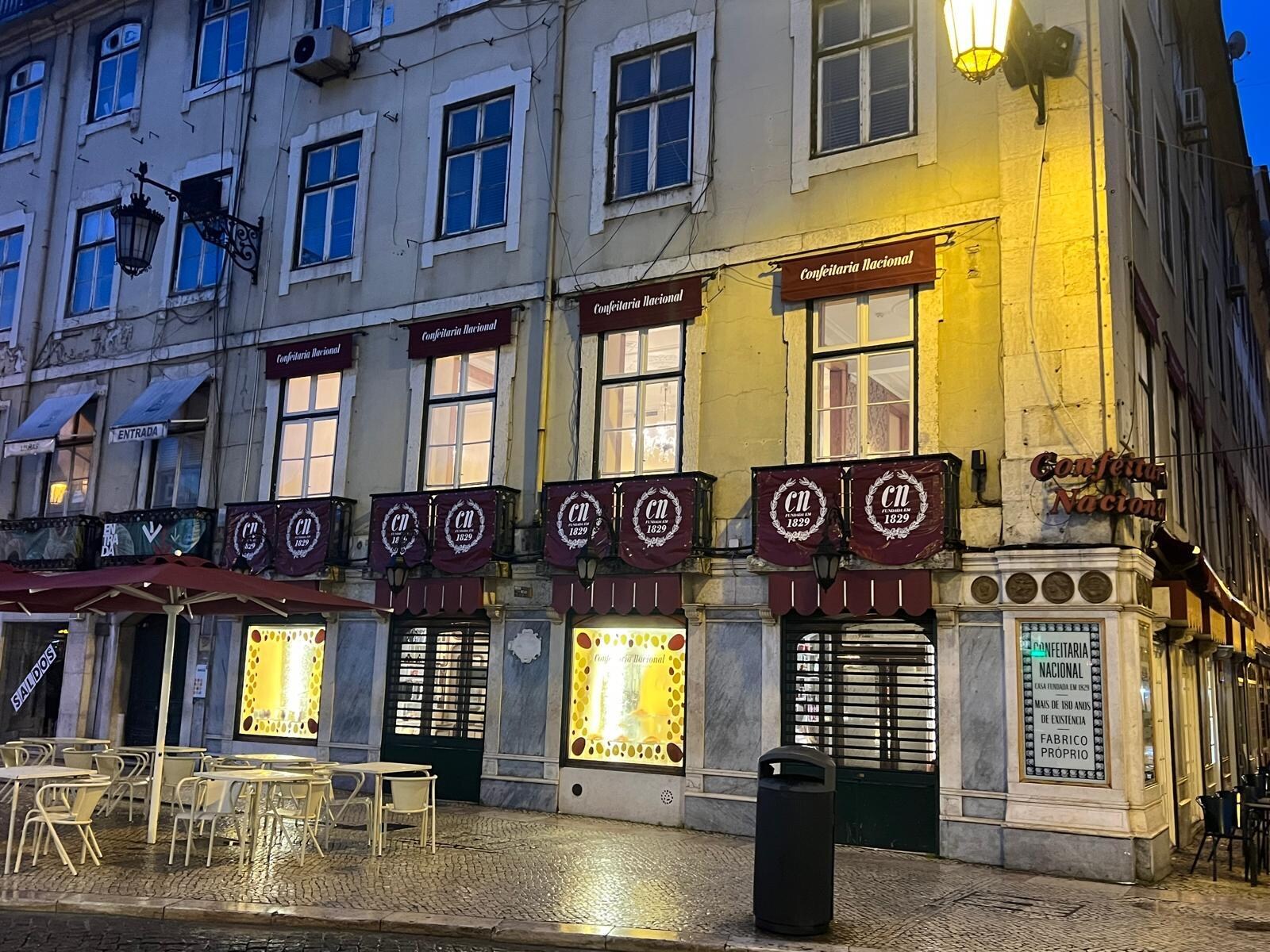 The front side of the street to get to hotel. 