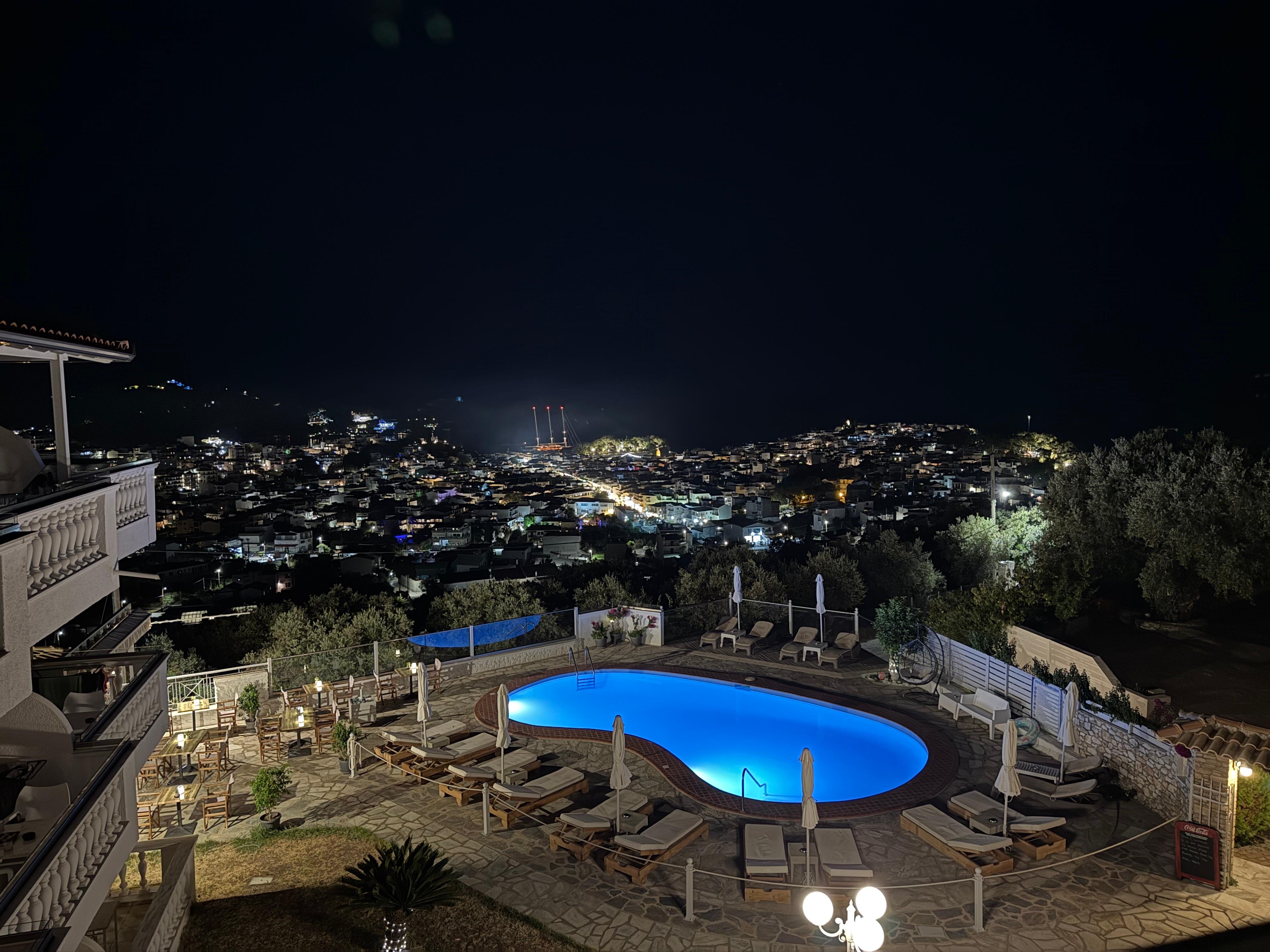 View from our balcony at night
