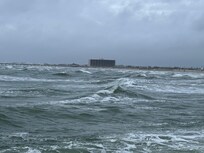 View from the jetty, a mile away.