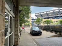 Hotel lobby to stadium …. Just a few steps.