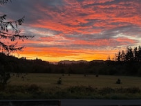 Sunrise over the adjacent meadow