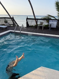 Having fun in the pool.