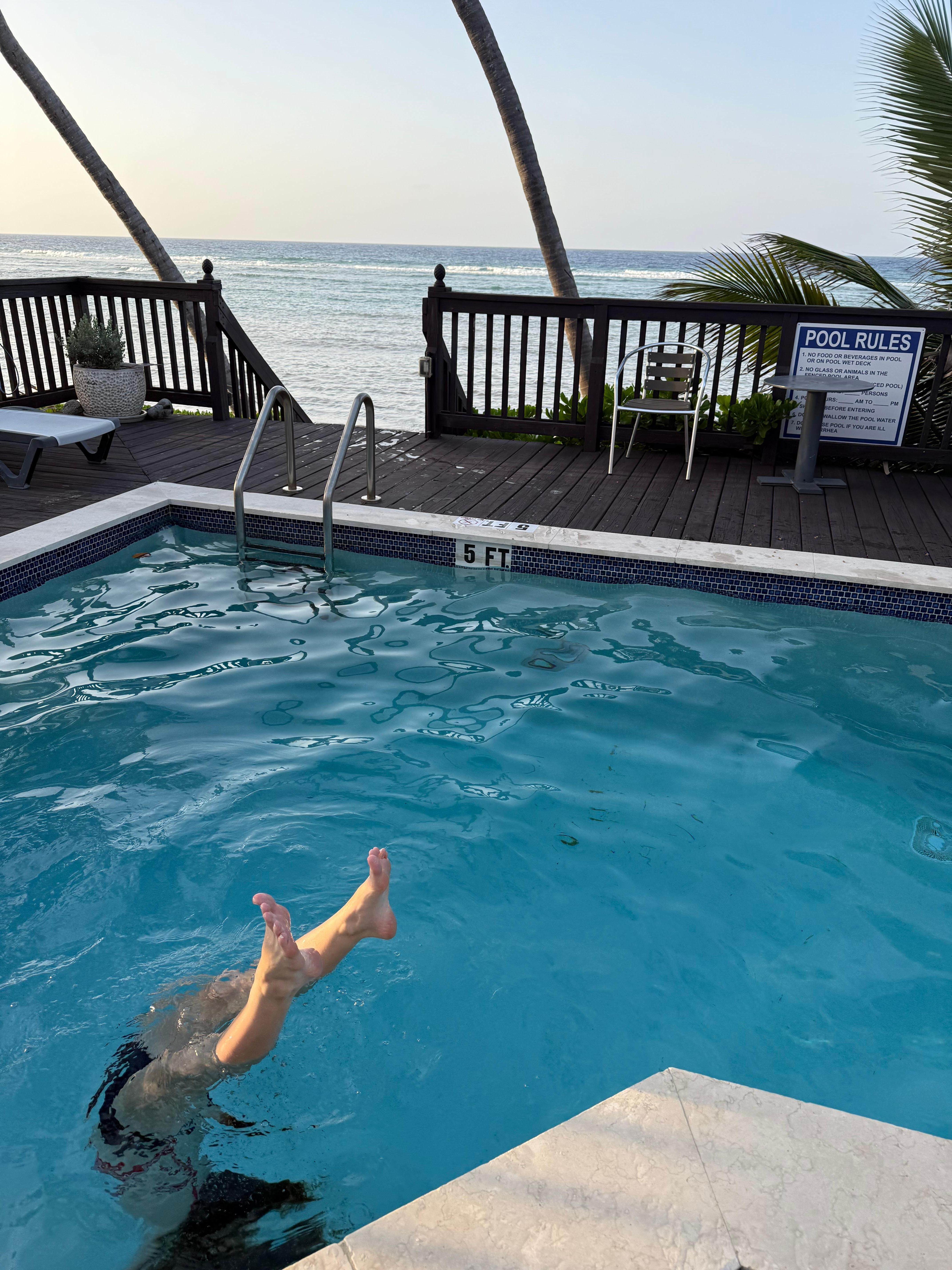 Having fun in the pool. 