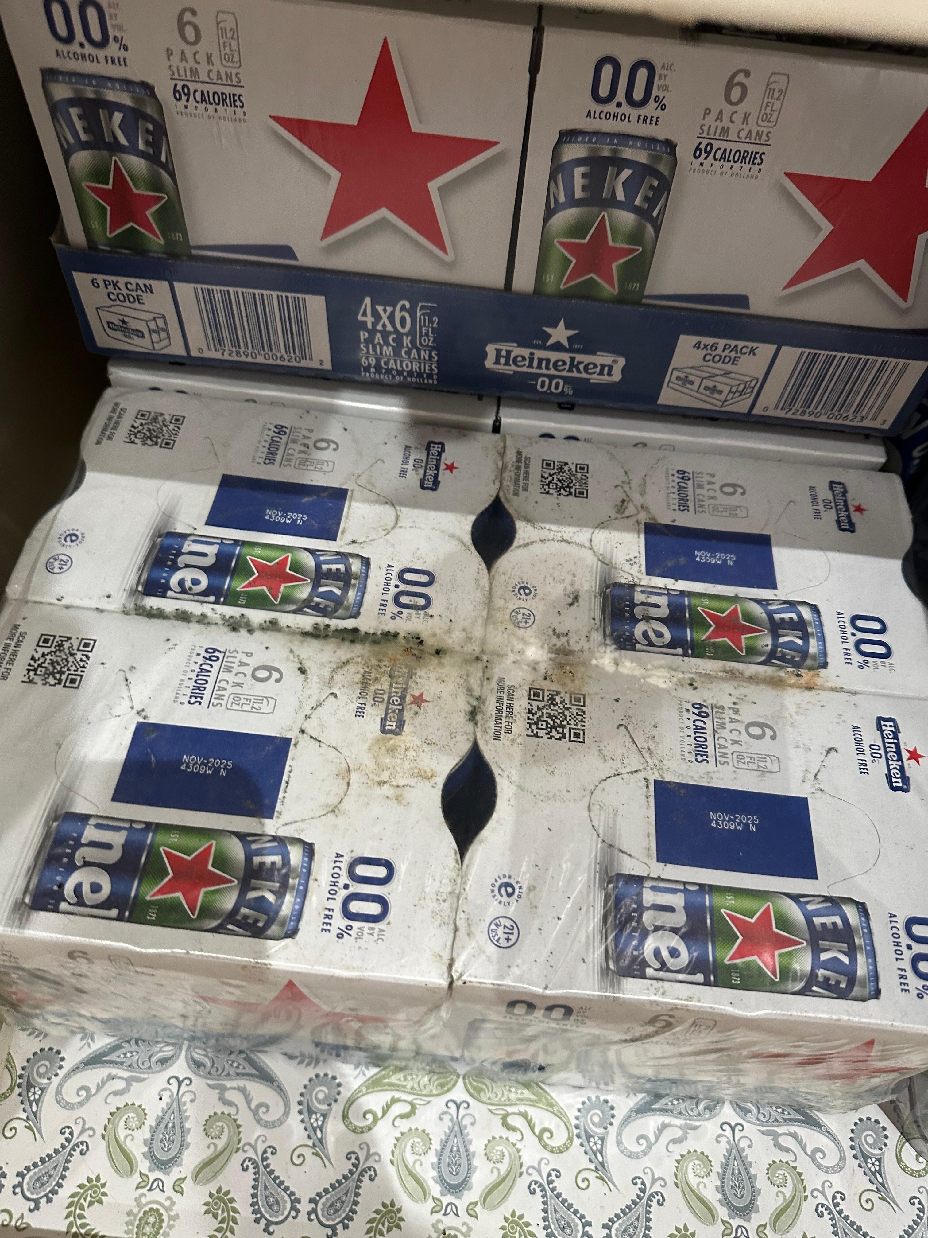 Moldy beer in cabinet 