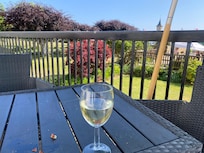 A relaxing glass of wine on the terrace.